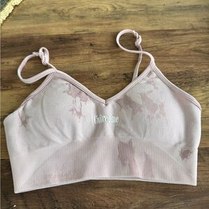 Civil regime women pink marble sport bra workout top